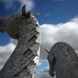 The Kelpies from behind
